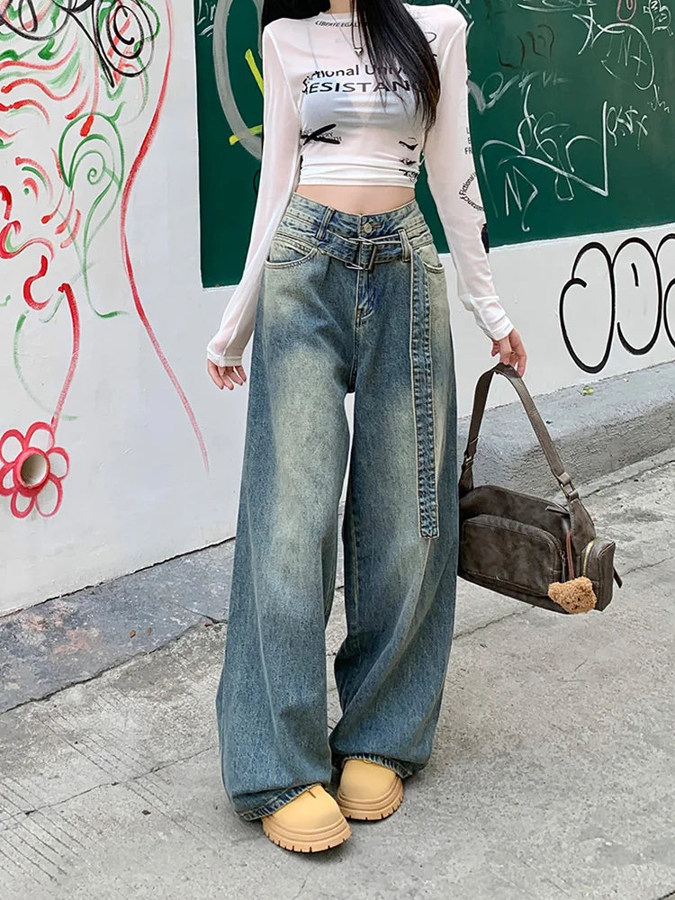 Streetwear Belted Do old Wide Leg Jeans