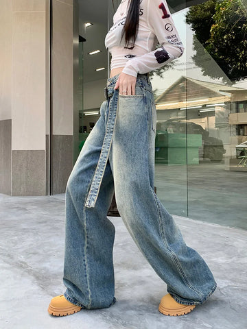 Streetwear Belted Do old Wide Leg Jeans