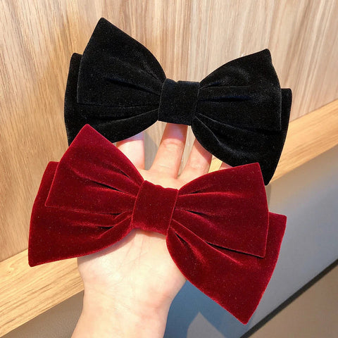 Black Red Velvet Elegant Fabric Fashion Ponytail Christmas Hair Accessory