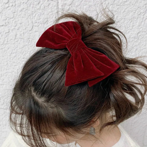 Black Red Velvet Elegant Fabric Fashion Ponytail Christmas Hair Accessory