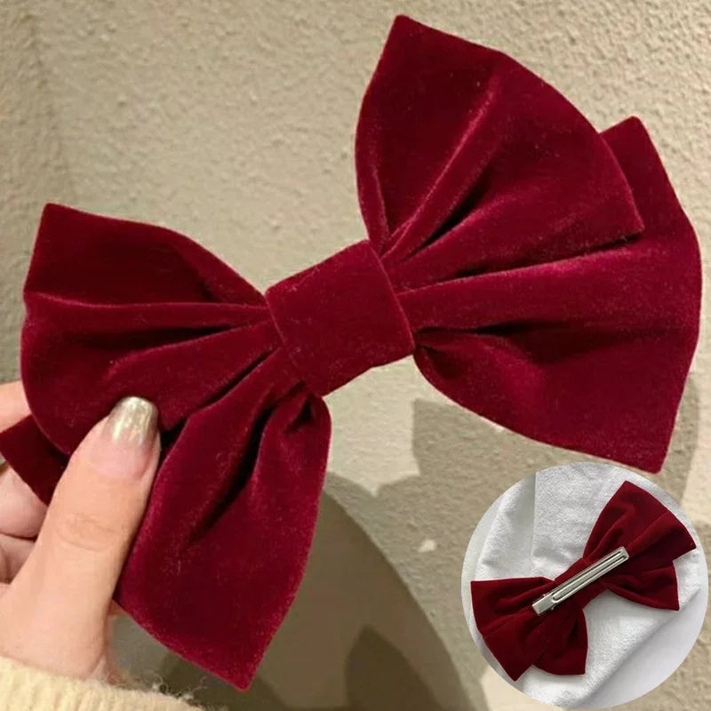 Black Red Velvet Elegant Fashion Ponytail Christmas Hair Accessory