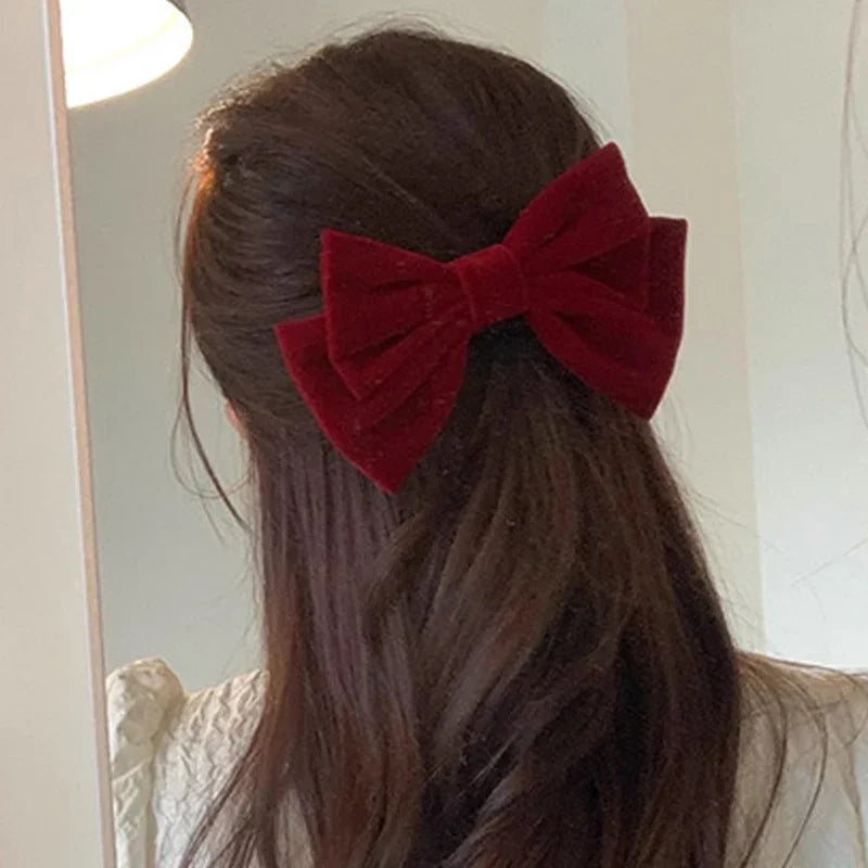 Black Red Velvet Elegant Fashion Ponytail Christmas Hair Accessory