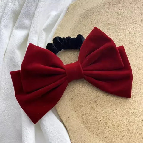 Black Red Velvet Elegant Fashion Ponytail Christmas Hair Accessory