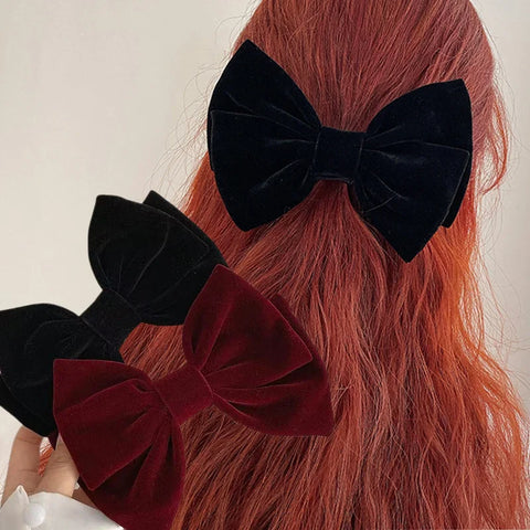 Black Red Velvet Elegant Fashion Ponytail Christmas Hair Accessory