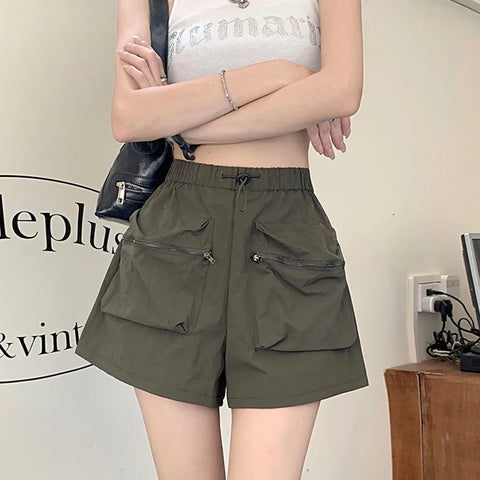 Black Cargo Pants Women's Summer Shorts