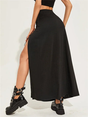 Black Sexy Split Casual All-Match Skirt