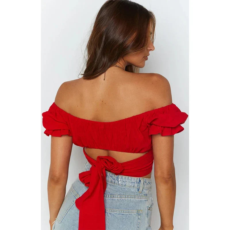 Pleated Solid Color Wrap Short Sleeve Tee