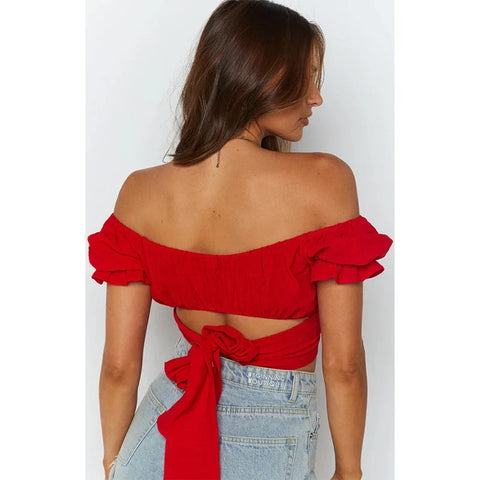 Pleated Solid Color Wrap Short Sleeve Tee