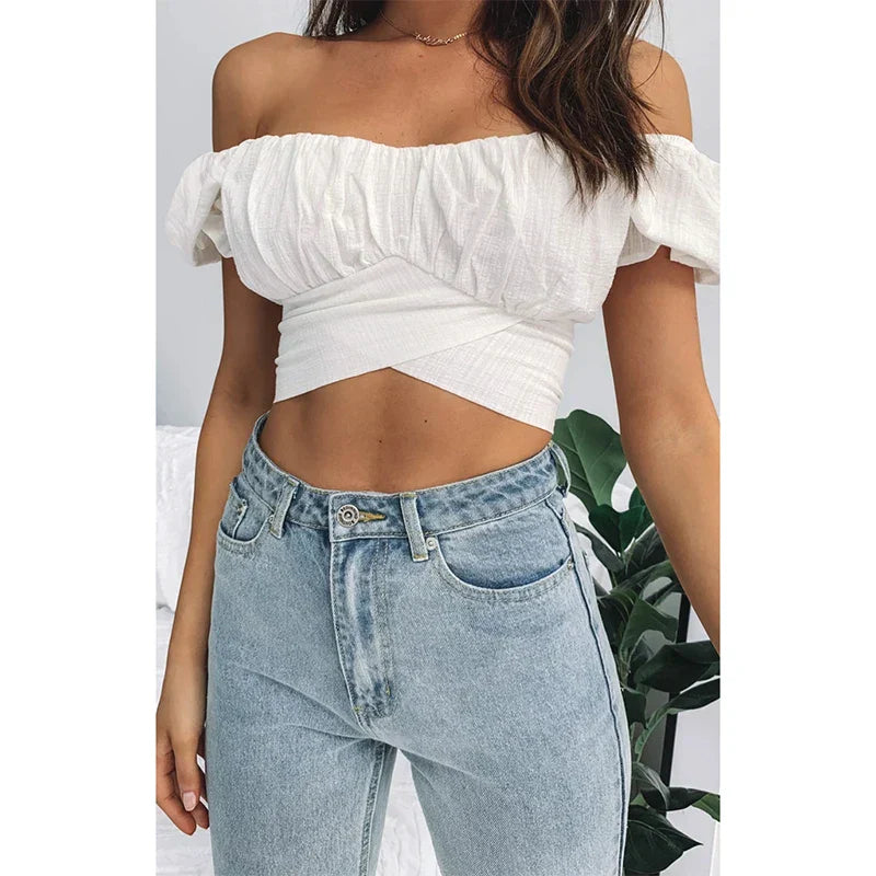 Pleated Solid Color Wrap Short Sleeve Tee