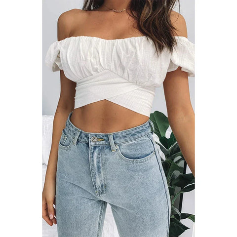 Pleated Solid Color Wrap Short Sleeve Tee