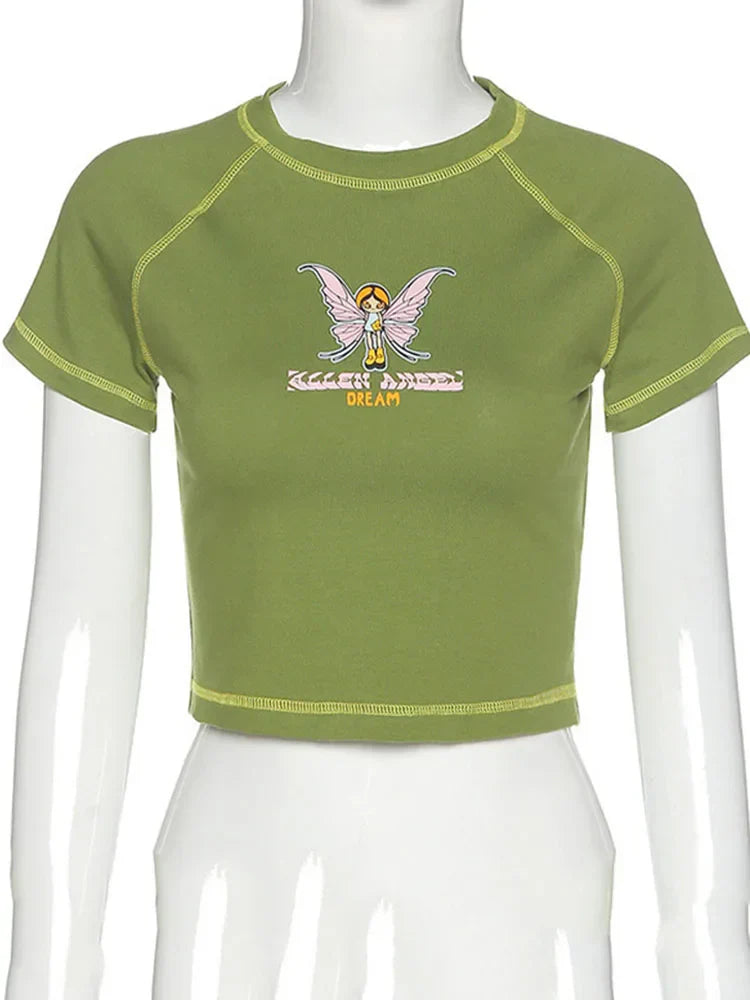 Butterfly Green Crop Top