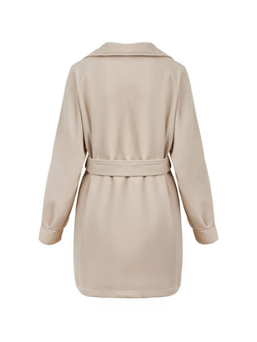 Puff Sleeve Belted Woolen Coat