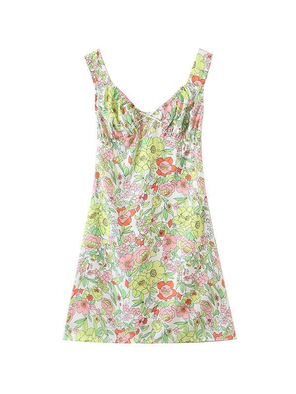 Printed Backless Tank Mini Dress