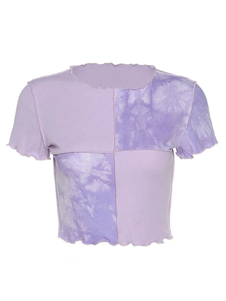 Chic Tie Dye Sequin Crop Top