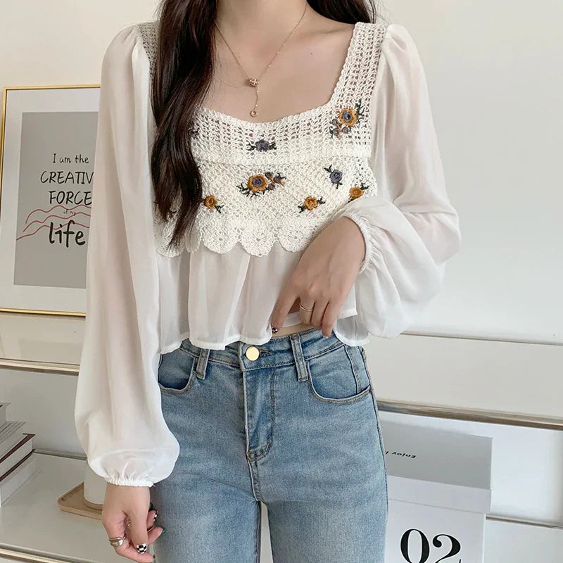 Love Print Sweet Loose Sleeve Blouse