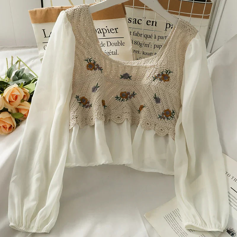 Love Print Sweet Loose Sleeve Blouse