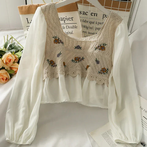 Love Print Sweet Loose Sleeve Blouse