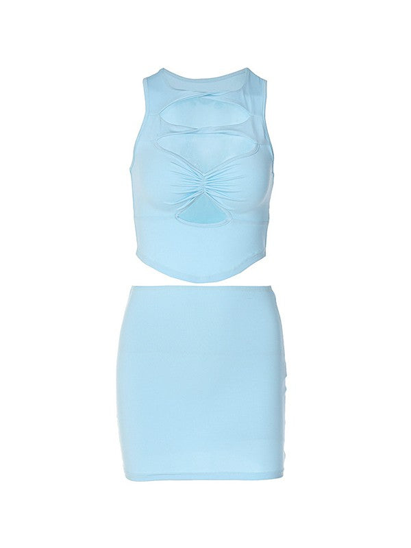 Cutout Tank Top & Mini Skirt Set