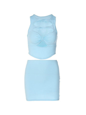 Cutout Tank Top & Mini Skirt Set