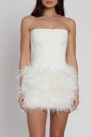 Cloud Feather Mini Trendy Skirt - White