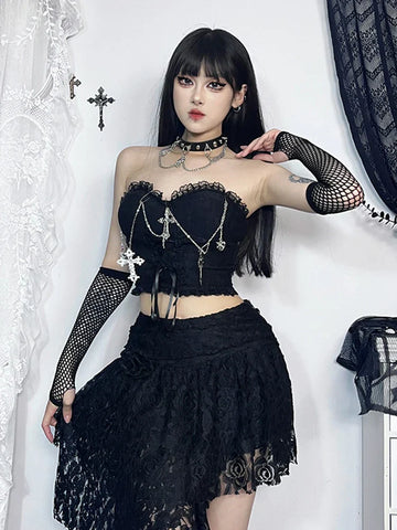 Gothic Grunge E Girl Crop Sexy Harajuku Strapless Top