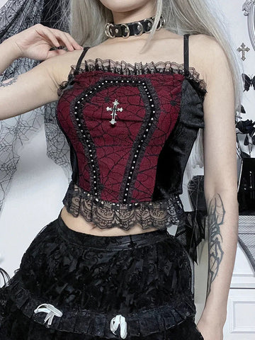 Gothic Spider Lace Harajuku Camisole Crop Top