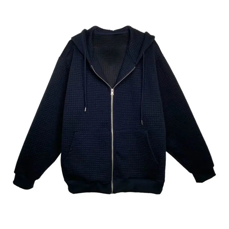 Casual Versatile Loose Zipper Long Sleeve Hooded Hoody