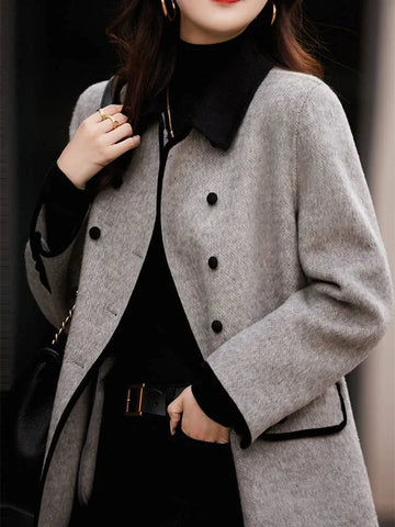 Maillard Girl Preppy Style Woolen Suit Overcoats