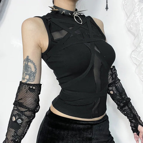 Goth Vintage Harajuku Punk Aesthetic Bandage Crop Top