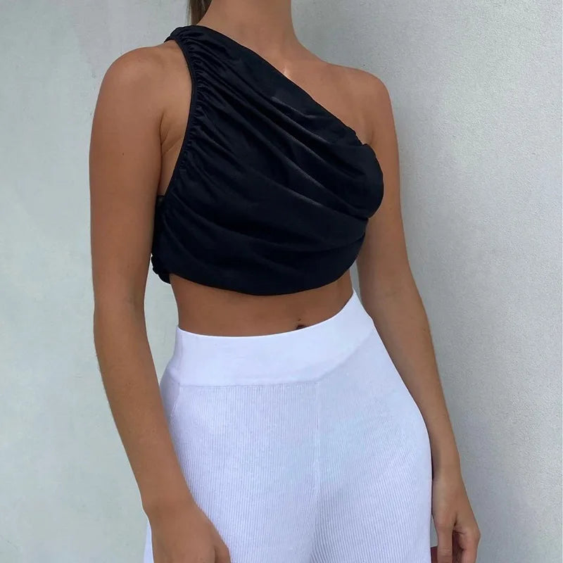 One Ruched Sleeveless Crop Top