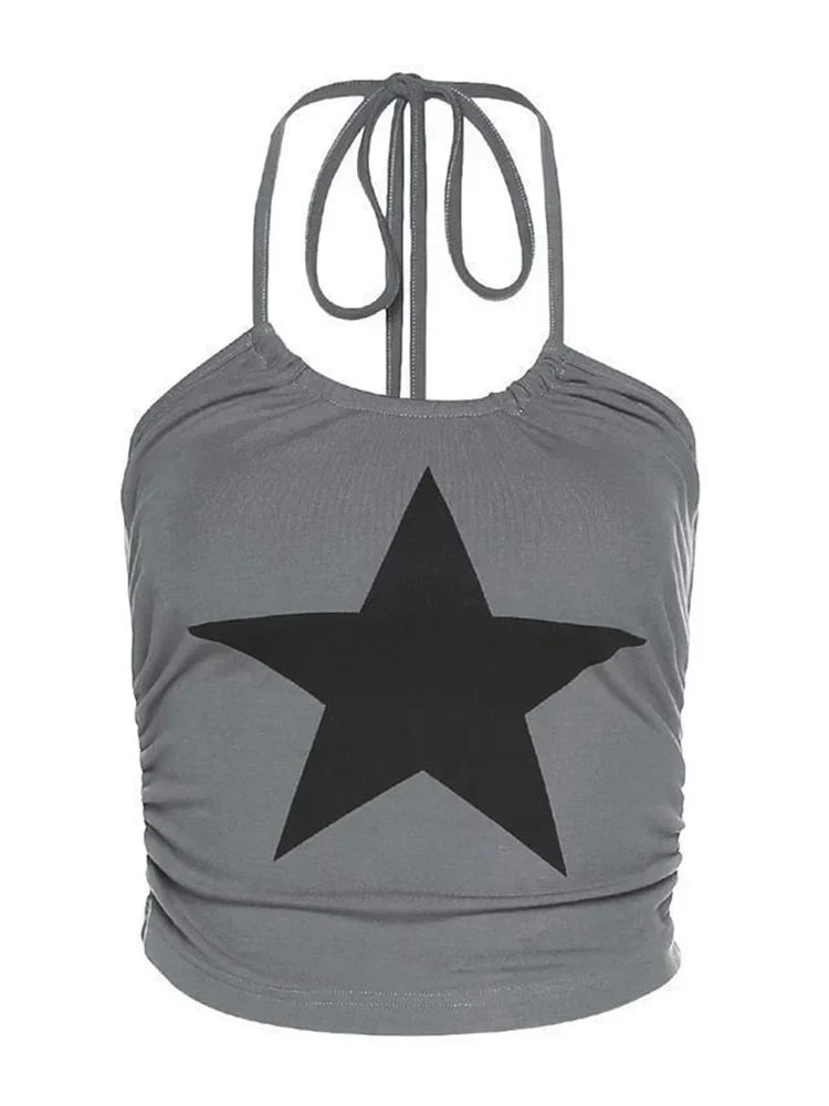 Street Star Print Retro Crop Top