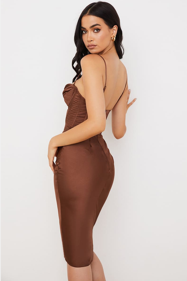 Absolute Elegance Satin Charming Corset Midi Dress