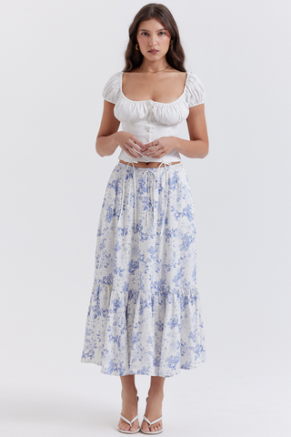 Aitana Blue Print Charming Top + Skirt Set