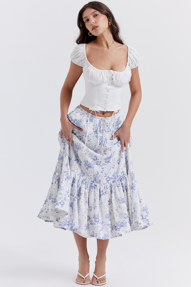 Aitana Blue Print Charming Top + Skirt Set