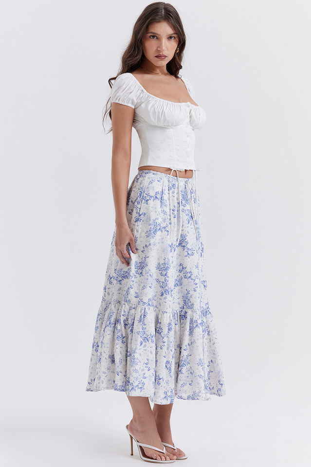 Aitana Blue Print Charming Top + Skirt Set