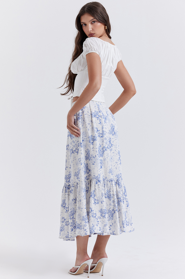 Aitana Blue Print Charming Top + Skirt Set