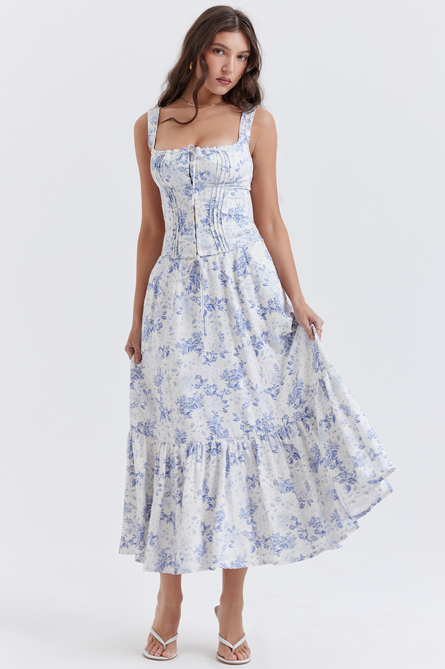 Aitana Blue Print Charming Top + Skirt Set