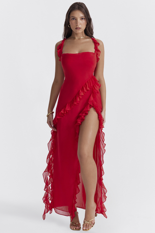 Ariel Cherry Stylish Pleated Maxi Dress