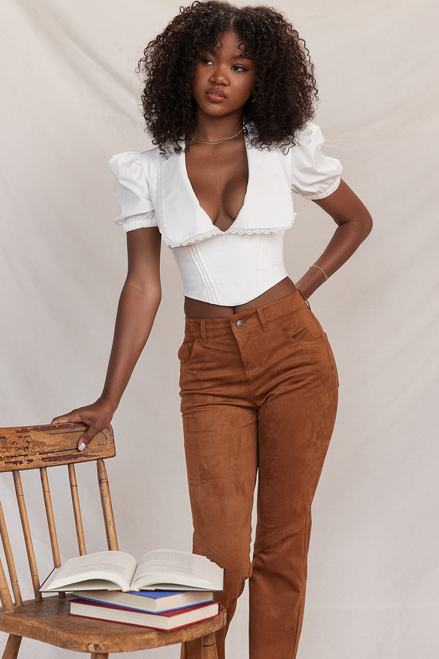 Augusta White Stylish Pin Tuck Top