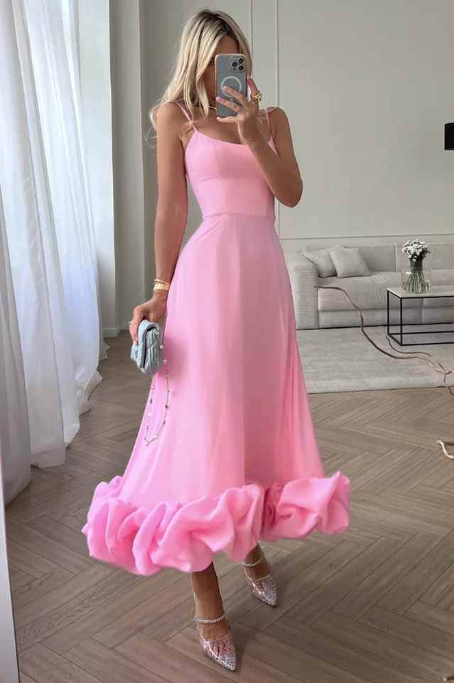 Flounce Bustier Stylish Midi Dress