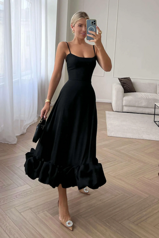 Flounce Bustier Stylish Midi Dress