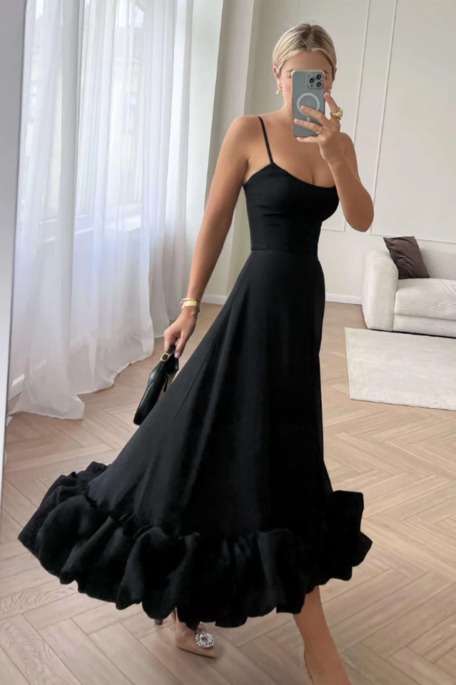 Flounce Bustier Stylish Midi Dress