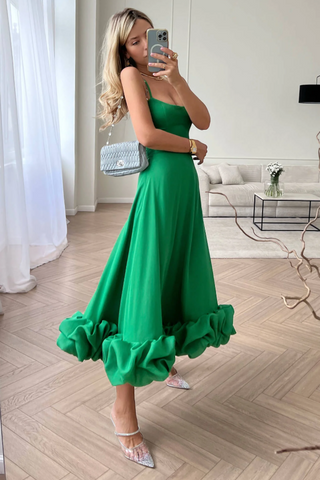 Flounce Bustier Stylish Midi Dress