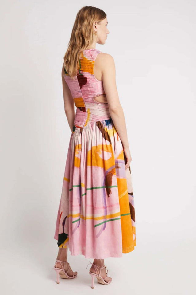 Jolie Abstract Stylish Cut-Out Midi Dress