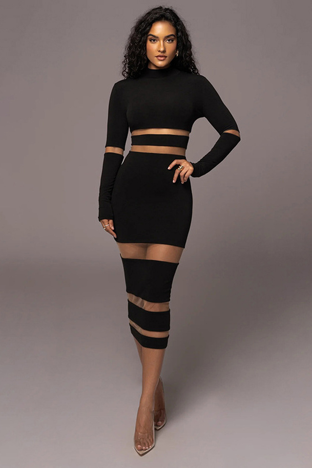 Stretch Chic Long Charming Sleeves Pencil Dress