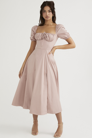Tallulah Floral Puff Charming Sleeve Midi Dress