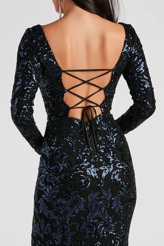 Arial Formal Stylish Sequin Lace-Up Dress