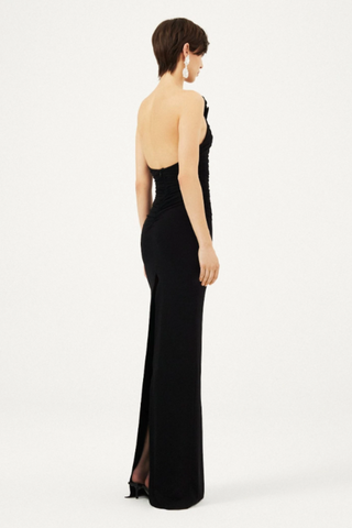Strapless Plunge Stylish Maxi Black Dress