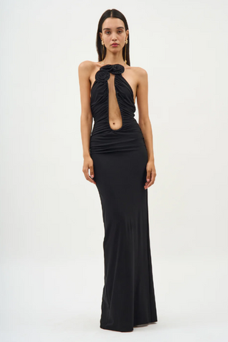Strapless Plunge Stylish Maxi Black Dress
