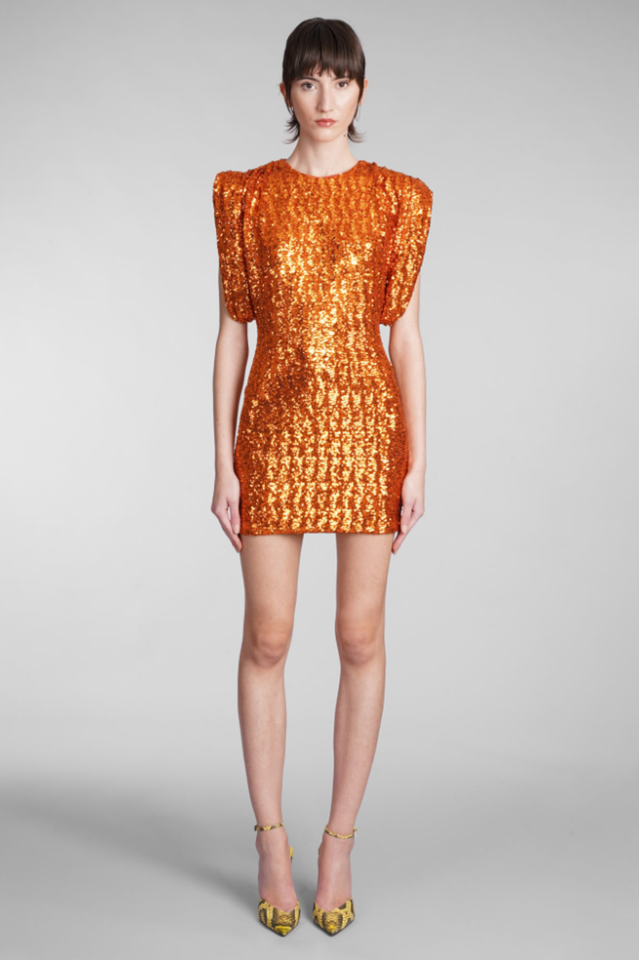 Annie Sequin Mini Charming Dress In Orange